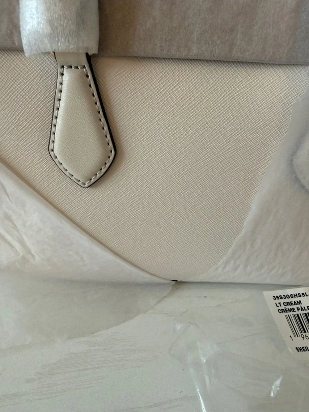 Michael Kors Pale Cream Saffiano Satchel with Gold Hardware
